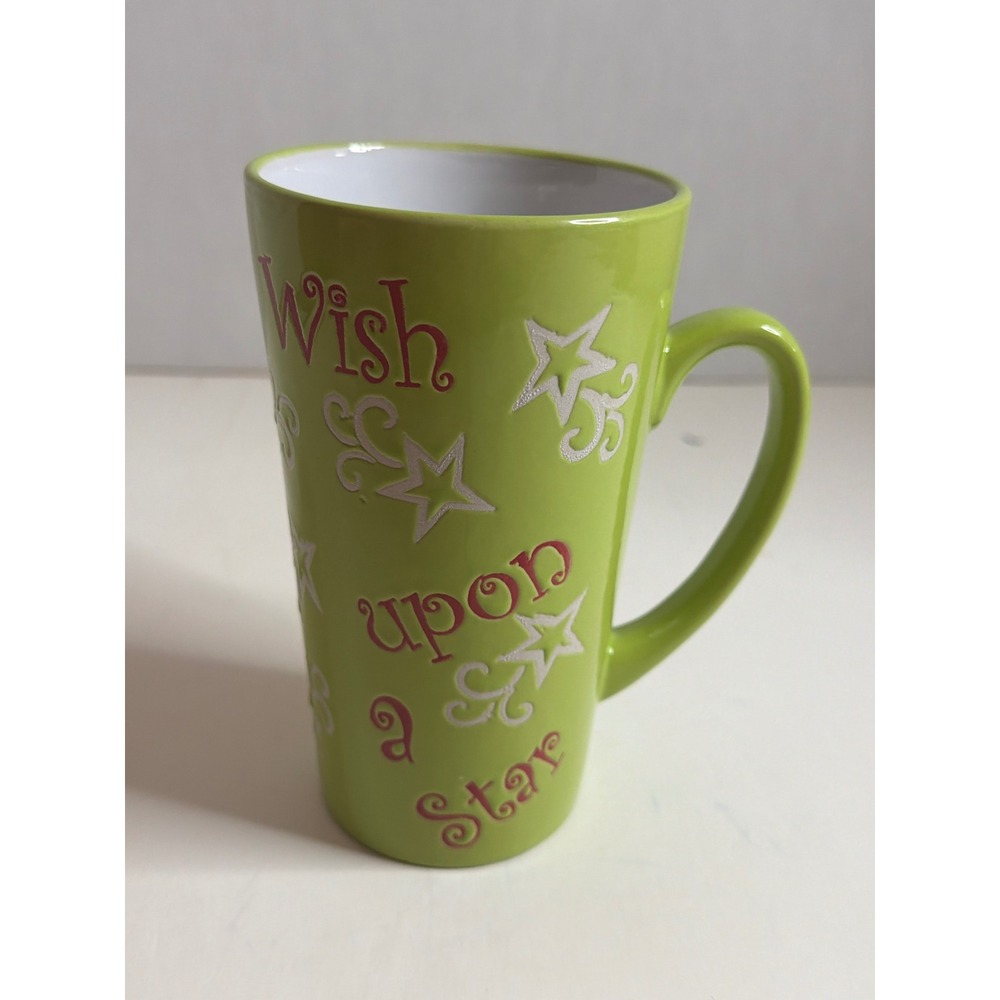Mulberry Home Collection Wish Upon‎ A Star Lime Green Tall Ceramic Latte Mug